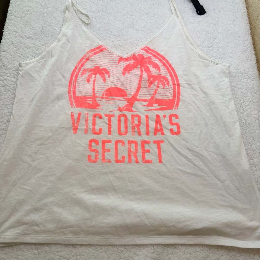 Victoria's Secret Tank Top Size L White Tropical